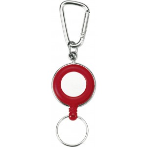 Síbérlettartó, műanyag és fém, ezüst/piros (nyakpánt, karpánt, badgetartó)